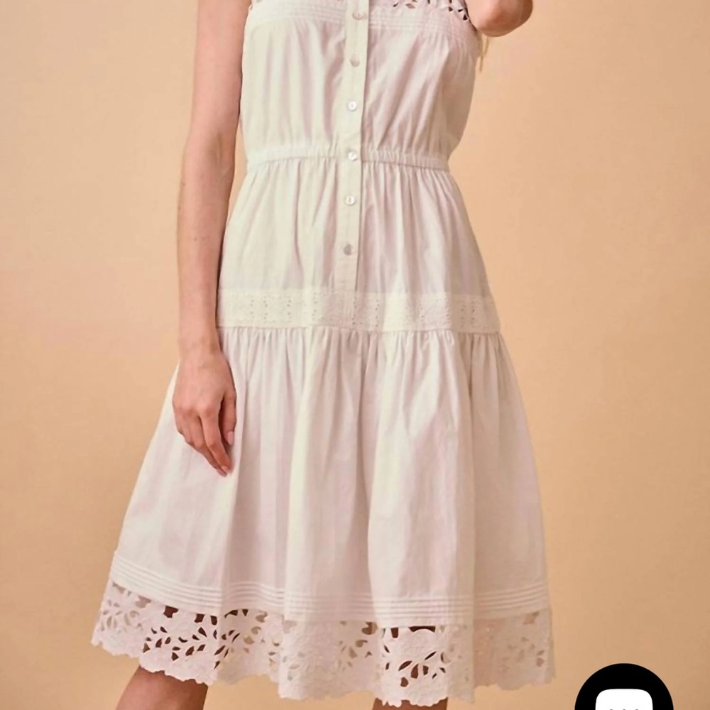 Hunter Bell- Elegant White Lace Trim Dress